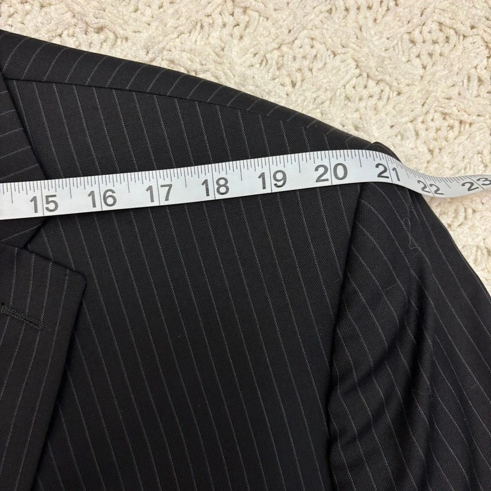 Ralph Lauren Pinstripe Suit Set Wool 2-Button Blazer 48‎ L Pants 36x32.5 MINT